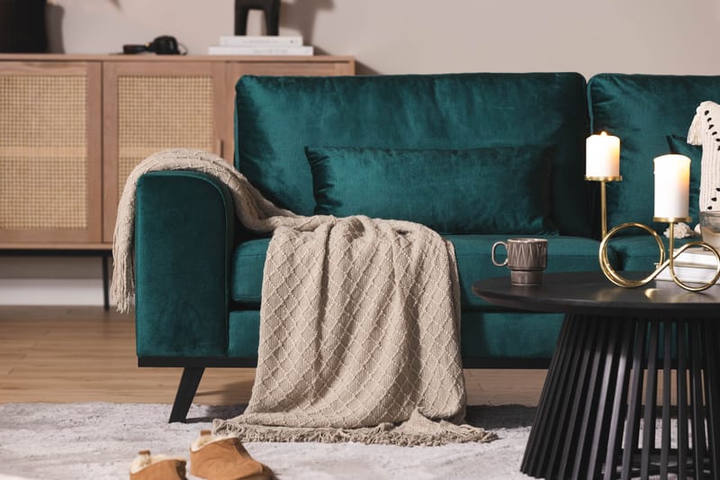 TULSA 3-sits Soffa Sammet Grön -   - 3-sits soffor - Sammetssoffor