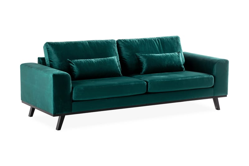 TULSA 3-sits Soffa Sammet Grön -   - 3-sits soffor - Sammetssoffor