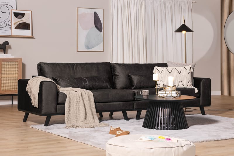 TULSA 4-sits Soffa Sammet Grå - 4-sits soffor - Sammetssoffor