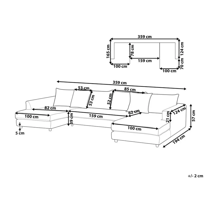 U-formad soffa Lilviken - Ljusbeige, svart - Möbler - Vardagsrum - Soffor - U-soffor
