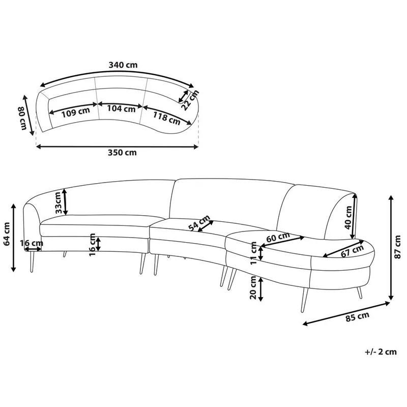 U-formad soffa Moss - Beige, guld - Möbler - Vardagsrum - Soffor - Sammetssoffor