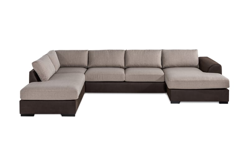 AUSTIN U-Soffa Divan Höger Brun/Beige - U-soffor