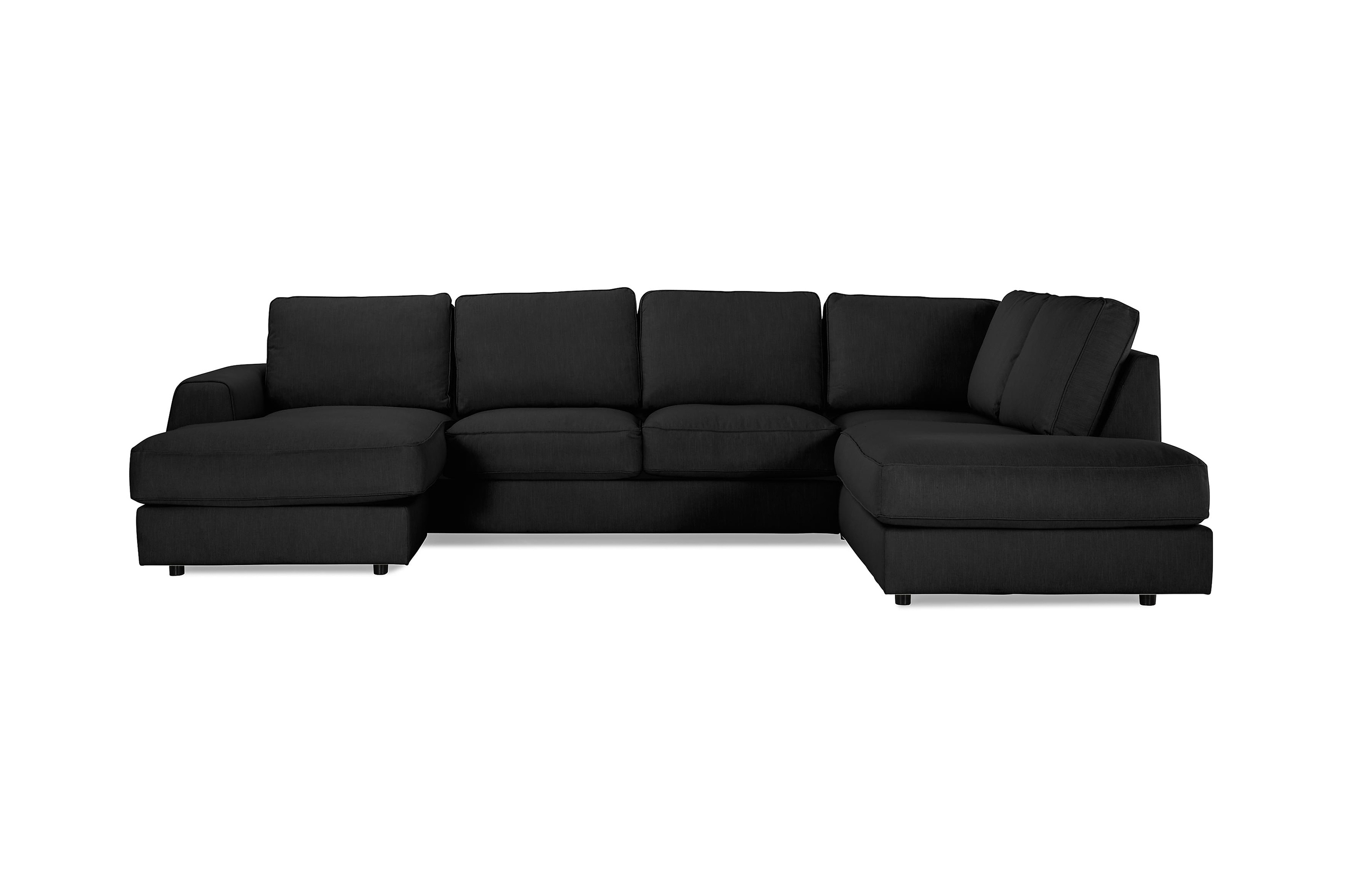 CLARKSVILLE LYX U-soffa med Divan Vänster Linnesvart –