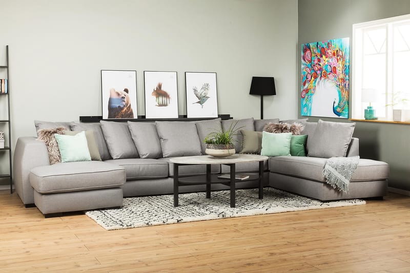 CLARKSVILLE U-soffa Large Divan Vänster Kuvertkuddar Ljusgrå - Möbler - Vardagsrum - Soffor - U-soffor