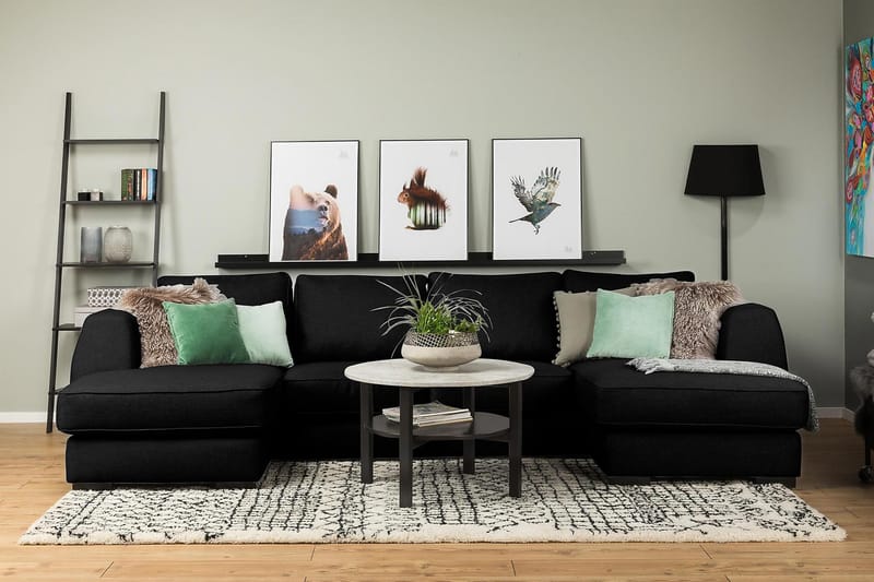 CLARKSVILLE U-soffa med Dubbeldivan Svart - Möbler - Vardagsrum - Soffor - U-soffor
