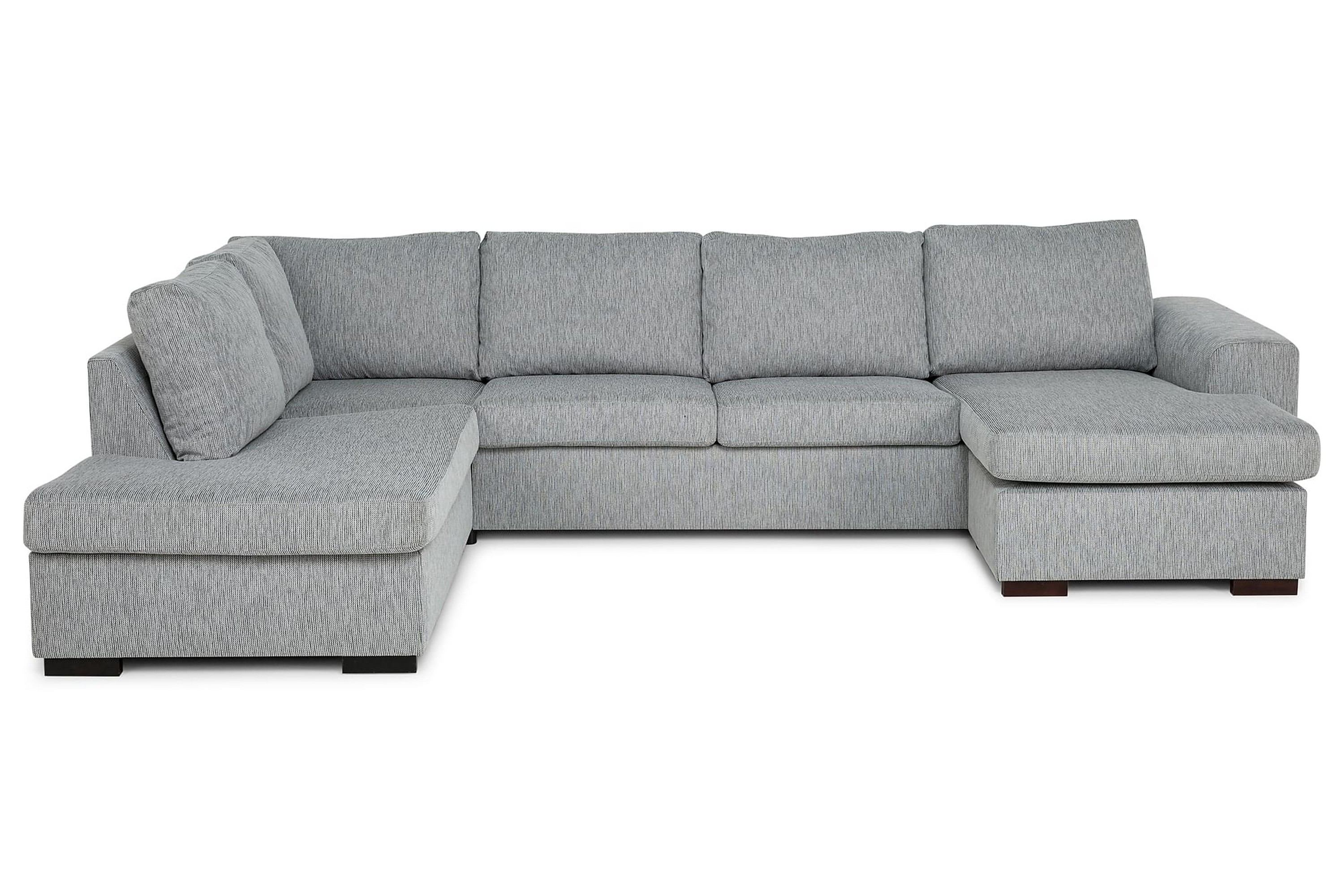 CONNECT U-soffa Large med Divan Höger Finvävt Tyg Beige – Skräddarsy färg och tyg