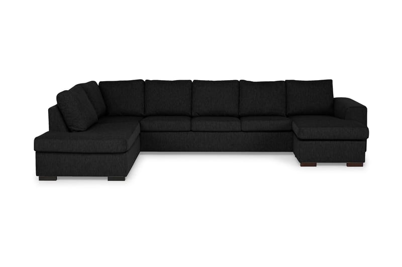 CONNECT U-soffa XXL med Divan Höger Svart, Svart