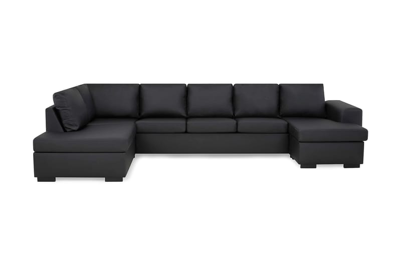 CONNECT U-soffa XXL med Divan Vänster Svart - Skinnsoffor - U-soffor