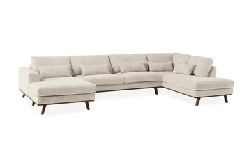 Copenhagen 5-sits Högervänd U-formad Large Soffa med Divan och Schäslong i Manchester - Beige - Möbler - Vardagsrum - Soffor - U-soffor