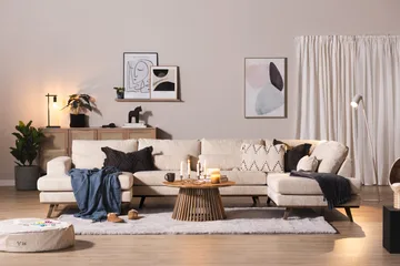 Copenhagen 5-sits Högervänd U-formad Large Soffa med Divan och Schäslong i Manchester - Beige - Möbler - Vardagsrum - Soffor - U-soffor