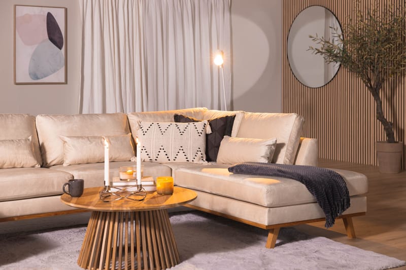 Copenhagen 5-sits Högervänd U-formad Large Soffa med Divan och Schäslong i Sammet - Beige - Möbler - Vardagsrum - Soffor - U-soffor