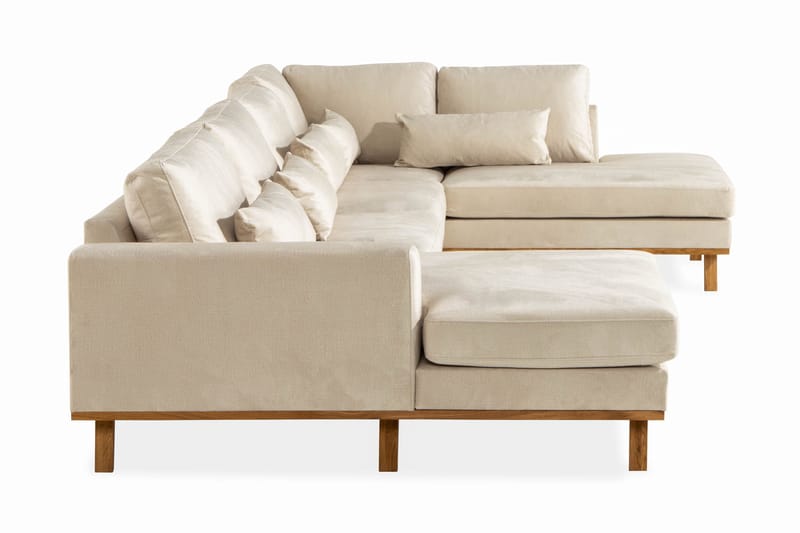 Copenhagen 5-sits Högervänd U-formad Large Soffa med Divan och Schäslong i Sammet - Beige - Möbler - Vardagsrum - Soffor - U-soffor