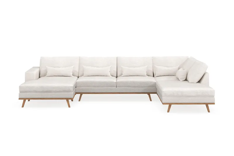 Copenhagen 5-sits Högervänd U-formad Soffa med Divan och Schäslong i Bouclé - Vit - Möbler - Vardagsrum - Soffor - U-soffor