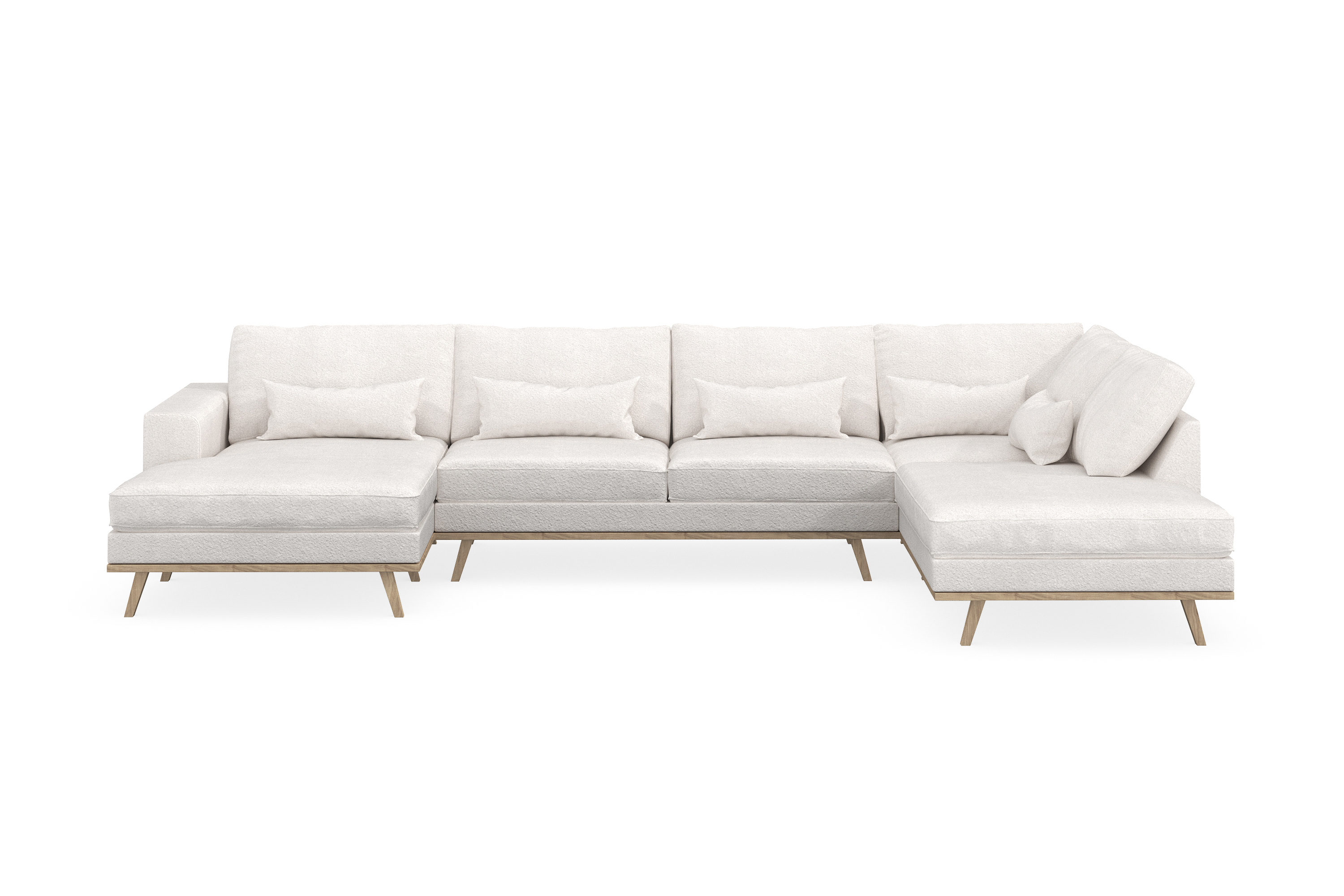 copenhagen 5-sits högervänd u-formad soffa med divan och schäslong i bouclé - vit