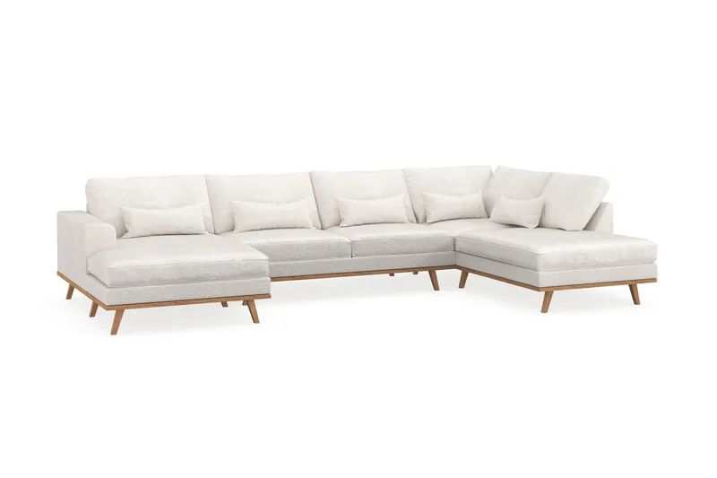 Copenhagen 5-sits Högervänd U-formad Soffa med Divan och Schäslong i Bouclé - Vit - Möbler - Vardagsrum - Soffor - U-soffor