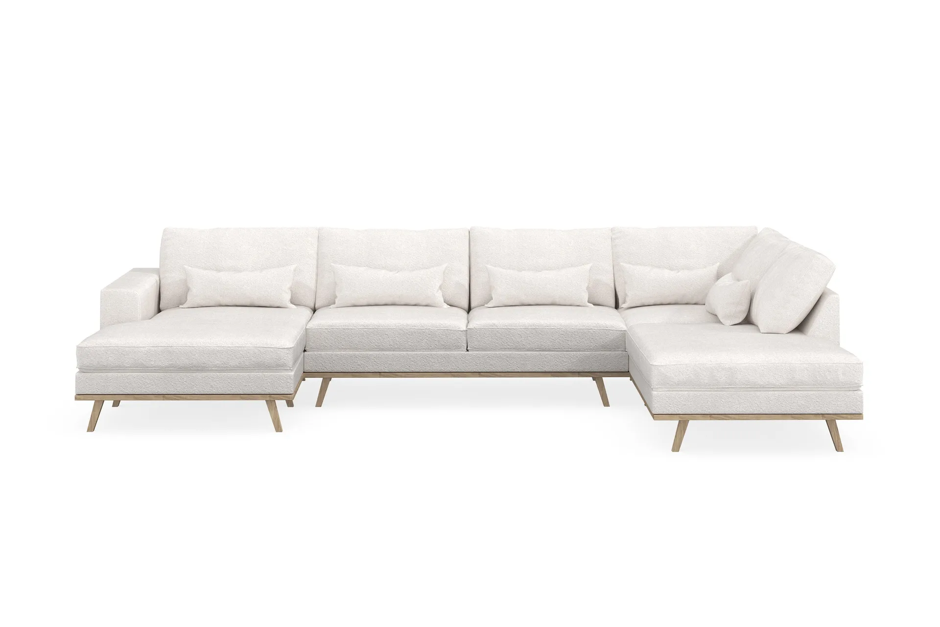 copenhagen 5-sits högervänd u-formad soffa med divan och schäslong i bouclé - vit