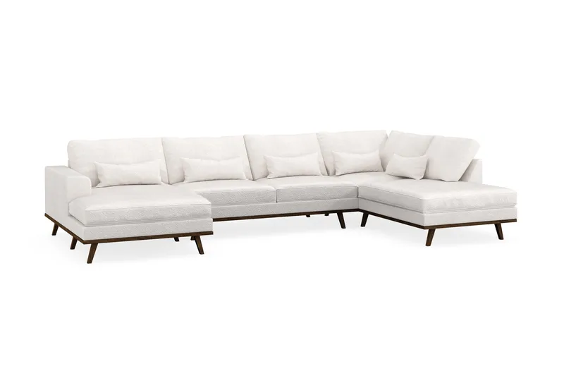 Copenhagen 5-sits Högervänd U-formad Soffa med Divan och Schäslong i Bouclé - Vit - Möbler - Vardagsrum - Soffor - U-soffor