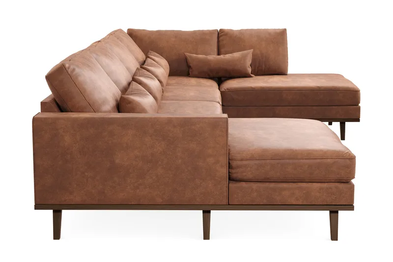 Copenhagen 5-sits Högervänd U-formad Soffa med Divan och Schäslong i Konstläder - Brun - Möbler - Vardagsrum - Soffor - U-soffor