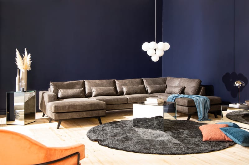 Copenhagen 5-sits Högervänd U-formad Soffa med Divan och Schäslong i Konstläder - Mörkgrå - Möbler - Vardagsrum - Soffor - U-soffor