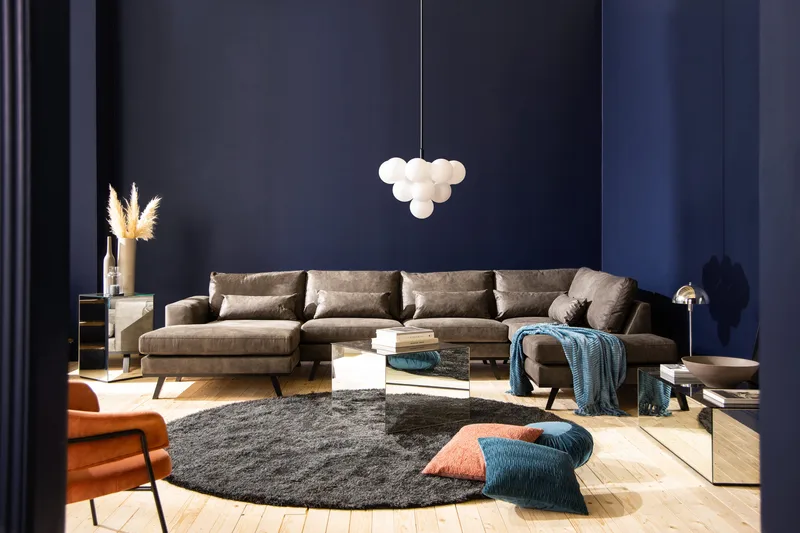 Copenhagen 5-sits Högervänd U-formad Soffa med Divan och Schäslong i Konstläder - Mörkgrå - Möbler - Vardagsrum - Soffor - U-soffor