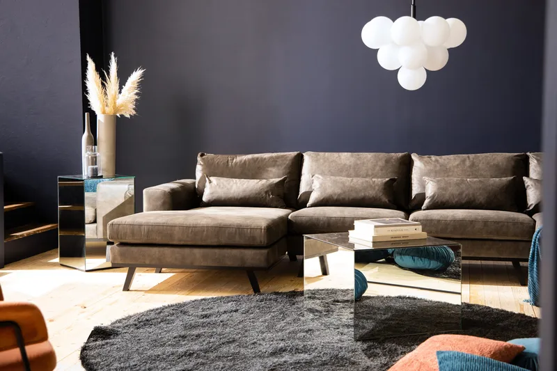 Copenhagen 5-sits Högervänd U-formad Soffa med Divan och Schäslong i Konstläder - Mörkgrå - Möbler - Vardagsrum - Soffor - U-soffor