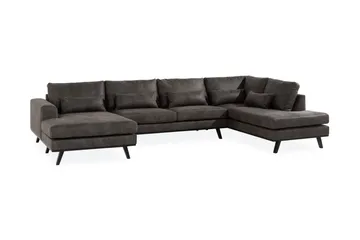 Copenhagen 5-sits Högervänd U-formad Soffa med Divan och Schäslong i Konstläder - Mörkgrå - Möbler - Vardagsrum - Soffor - Skinnsoffor