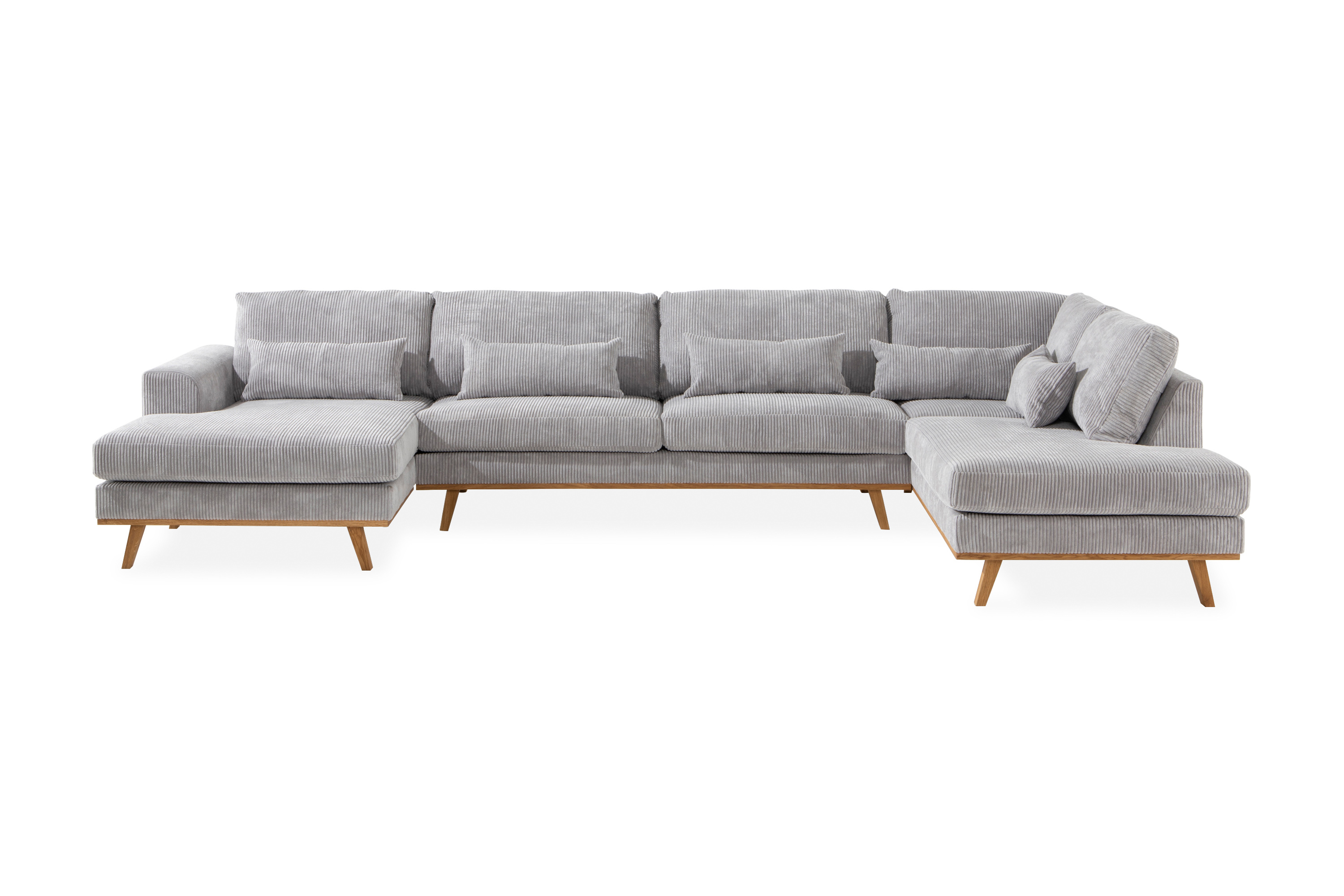 copenhagen 5-sits högervänd u-formad soffa med divan och schäslong i manchester - ljusgrå