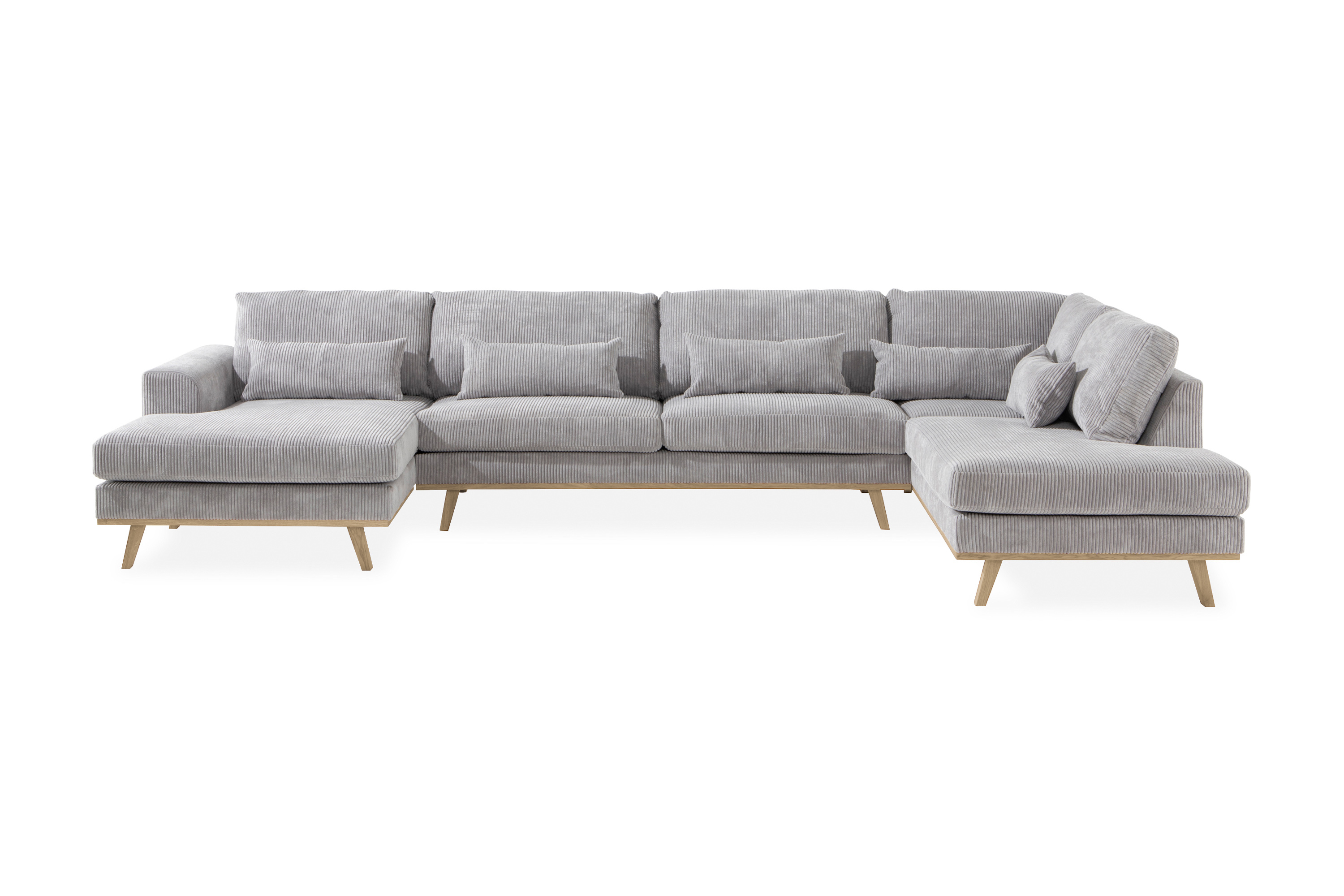 copenhagen 5-sits högervänd u-formad soffa med divan och schäslong i manchester - ljusgrå