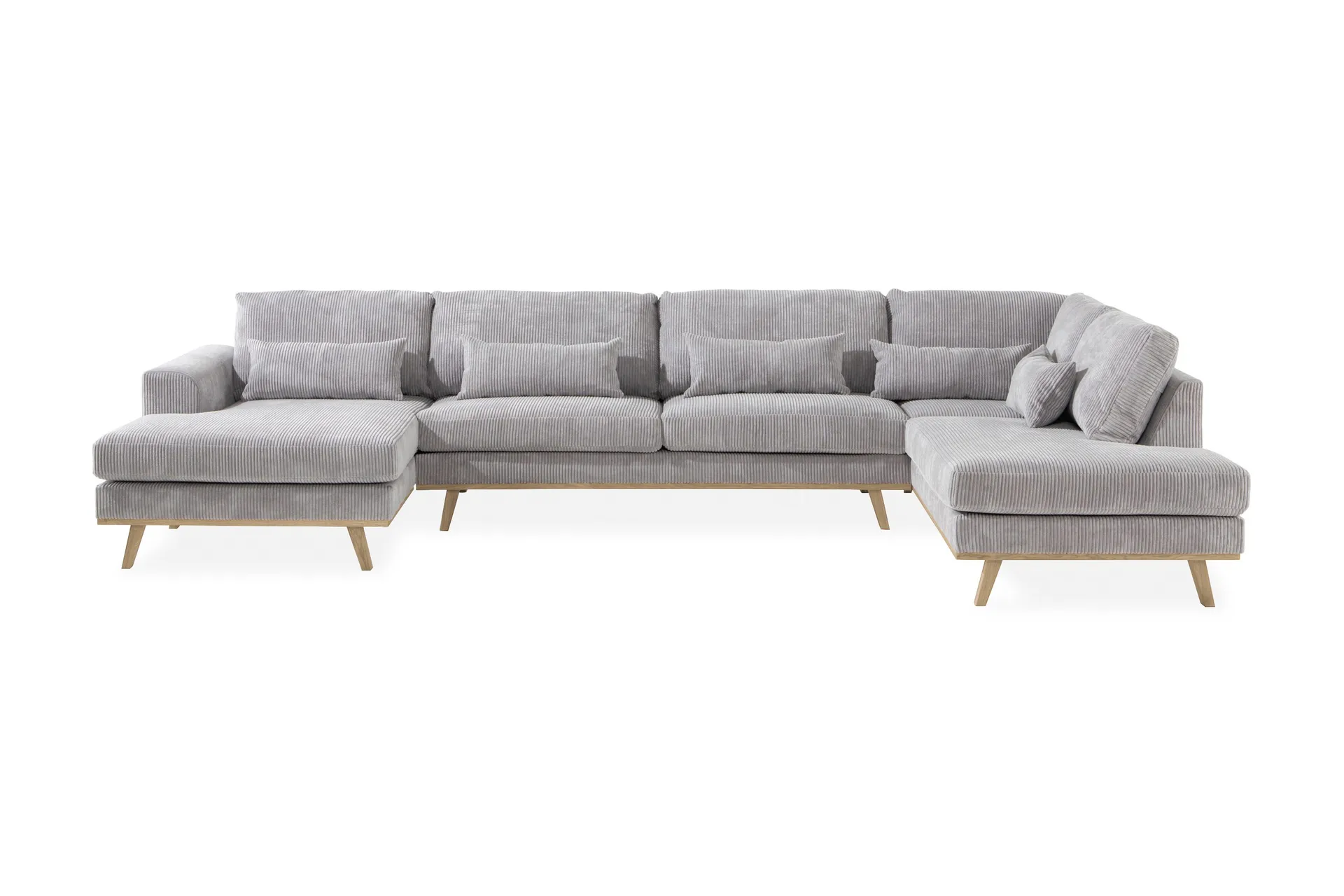 copenhagen 5-sits högervänd u-formad soffa med divan och schäslong i manchester - ljusgrå