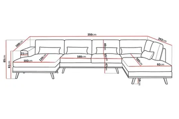 Copenhagen 5-sits Högervänd U-formad Soffa med Divan och Schäslong i Manchester - Ljusgrå - Möbler - Vardagsrum - Soffor - U-soffor