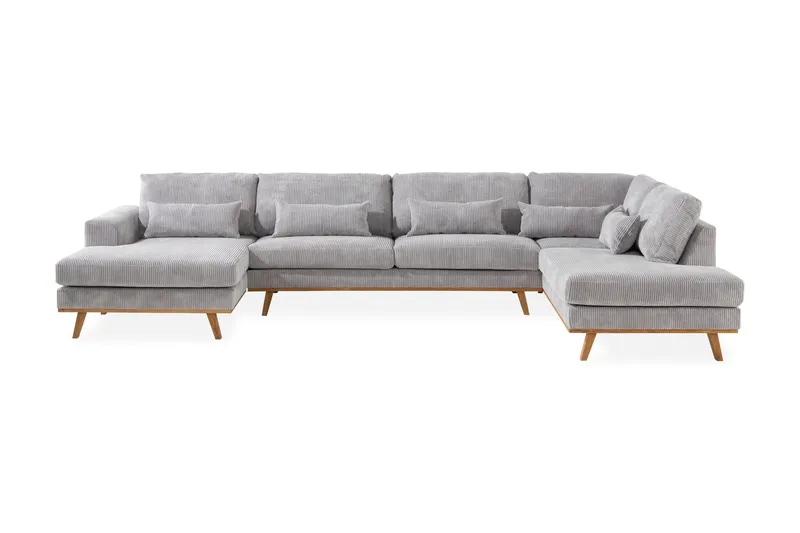 Copenhagen 5-sits Högervänd U-formad Soffa med Divan och Schäslong i Manchester - Ljusgrå - Möbler - Vardagsrum - Soffor - U-soffor