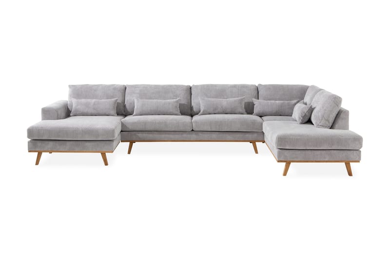 Copenhagen 5-sits Högervänd U-formad Soffa med Divan och Schäslong i Manchester - Ljusgrå - Möbler - Vardagsrum - Soffor - U-soffor