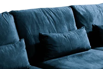 Copenhagen 5-sits Högervänd U-formad Soffa med Divan och Schäslong i Sammet - Blå - Möbler - Vardagsrum - Soffor - U-soffor