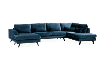 Copenhagen 5-sits Högervänd U-formad Soffa med Divan och Schäslong i Sammet - Blå - Möbler - Vardagsrum - Soffor - U-soffor