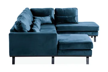 Copenhagen 5-sits Högervänd U-formad Soffa med Divan och Schäslong i Sammet - Blå - Möbler - Vardagsrum - Soffor - U-soffor