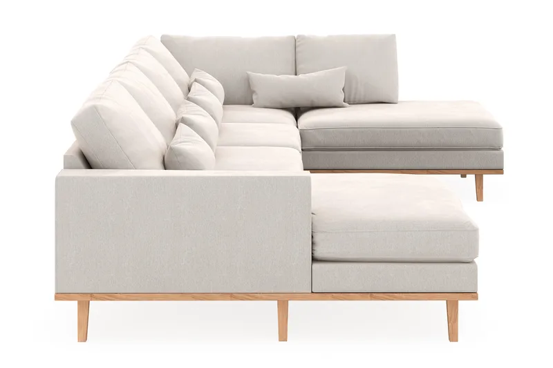 Copenhagen 5-sits Högervänd U-formad Soffa med Divan och Schäslong i Sammet - Krämvit - Möbler - Vardagsrum - Soffor - U-soffor