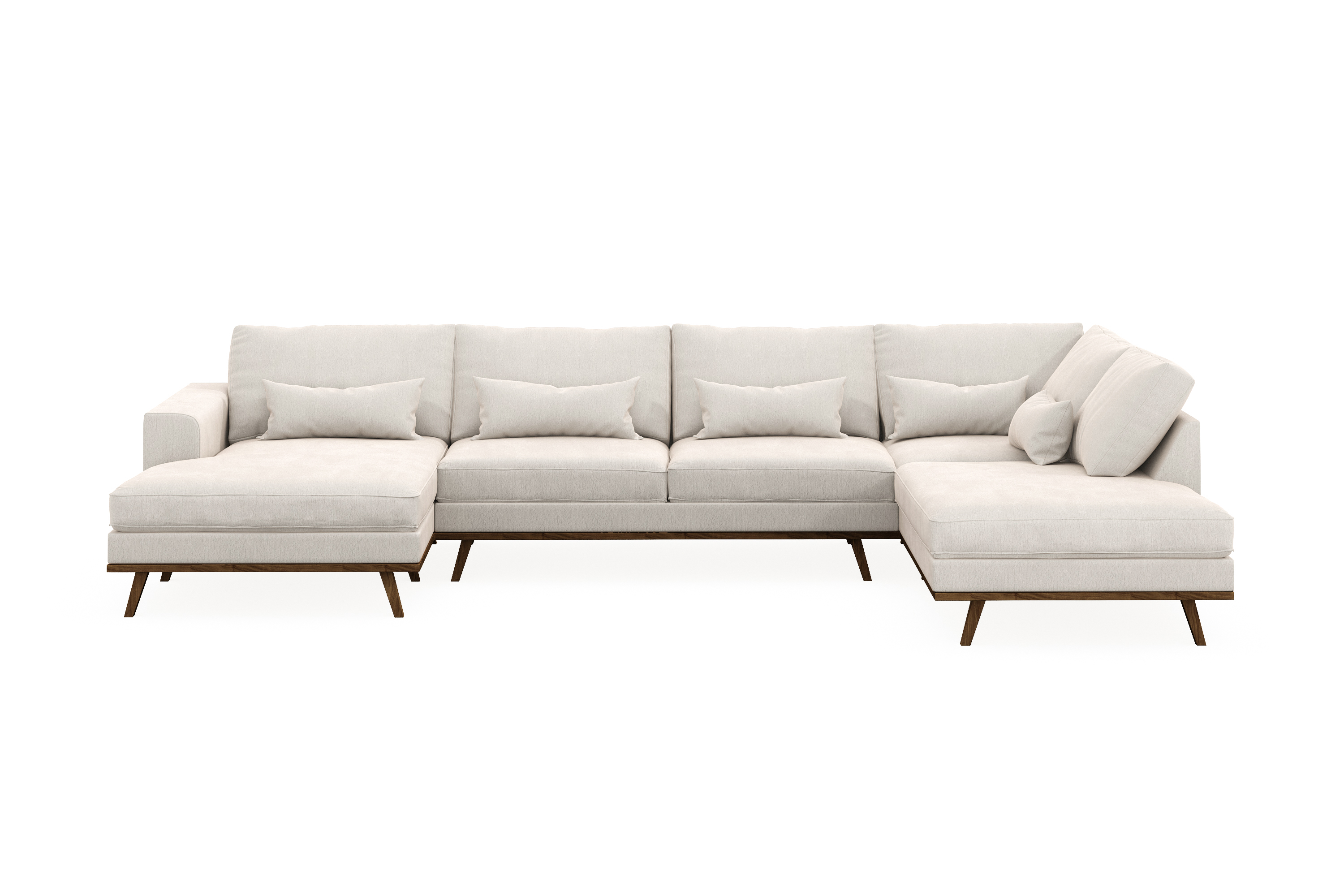 copenhagen 5-sits högervänd u-formad soffa med divan och schäslong i sammet - krämvit