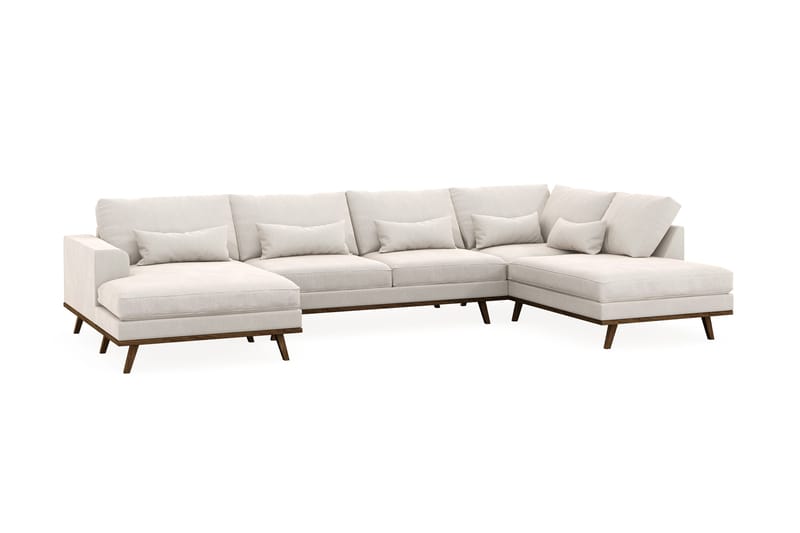 Copenhagen 5-sits Högervänd U-formad Soffa med Divan och Schäslong i Sammet - Krämvit - Möbler - Vardagsrum - Soffor - U-soffor