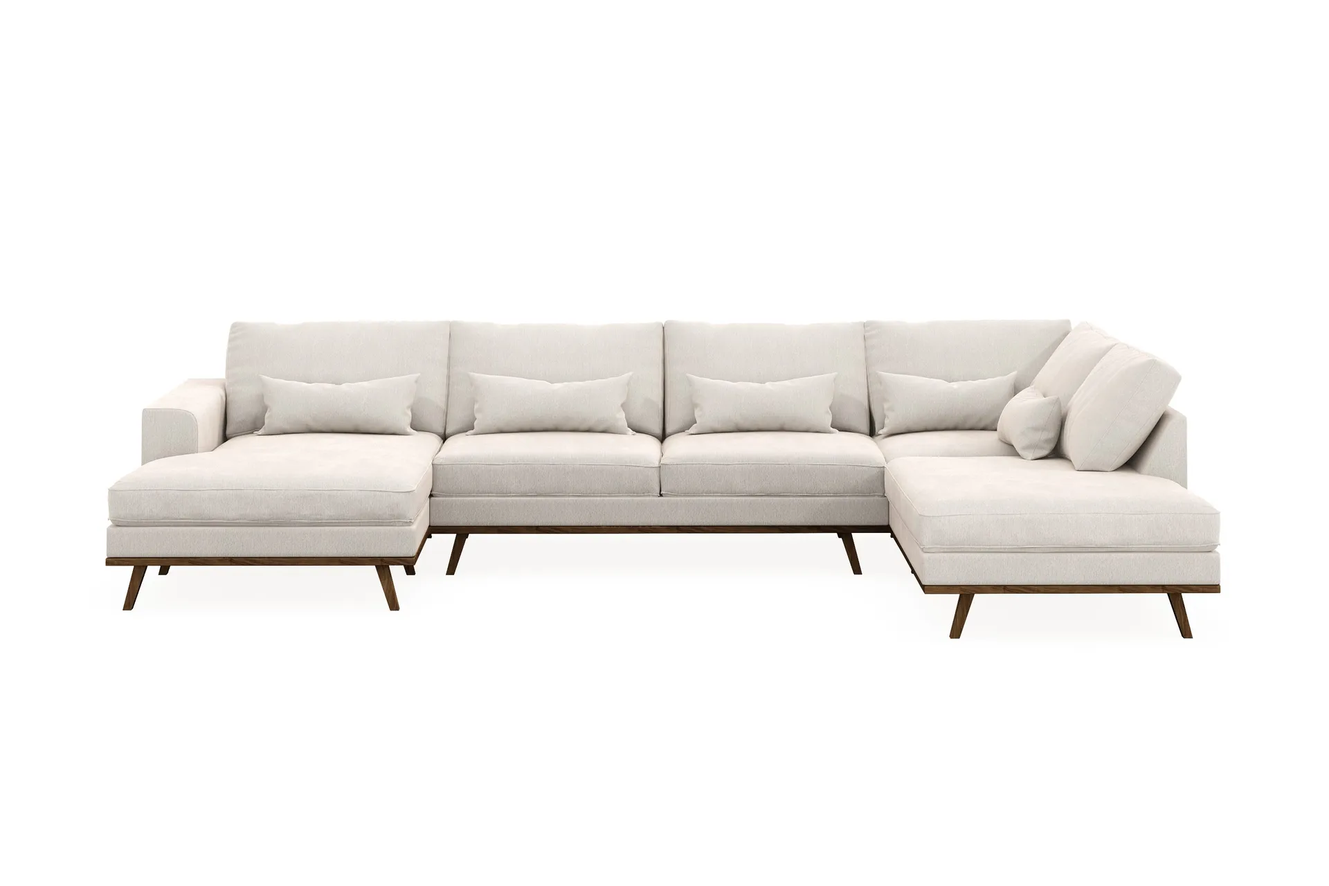 Copenhagen 5-sits H&ouml;gerv&auml;nd U-formad Soffa med Divan och Sch&auml;slong i Sammet - Kr&auml;mvit