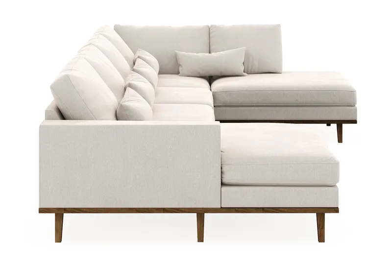Copenhagen 5-sits Högervänd U-formad Soffa med Divan och Schäslong i Sammet - Krämvit - Möbler - Vardagsrum - Soffor - U-soffor