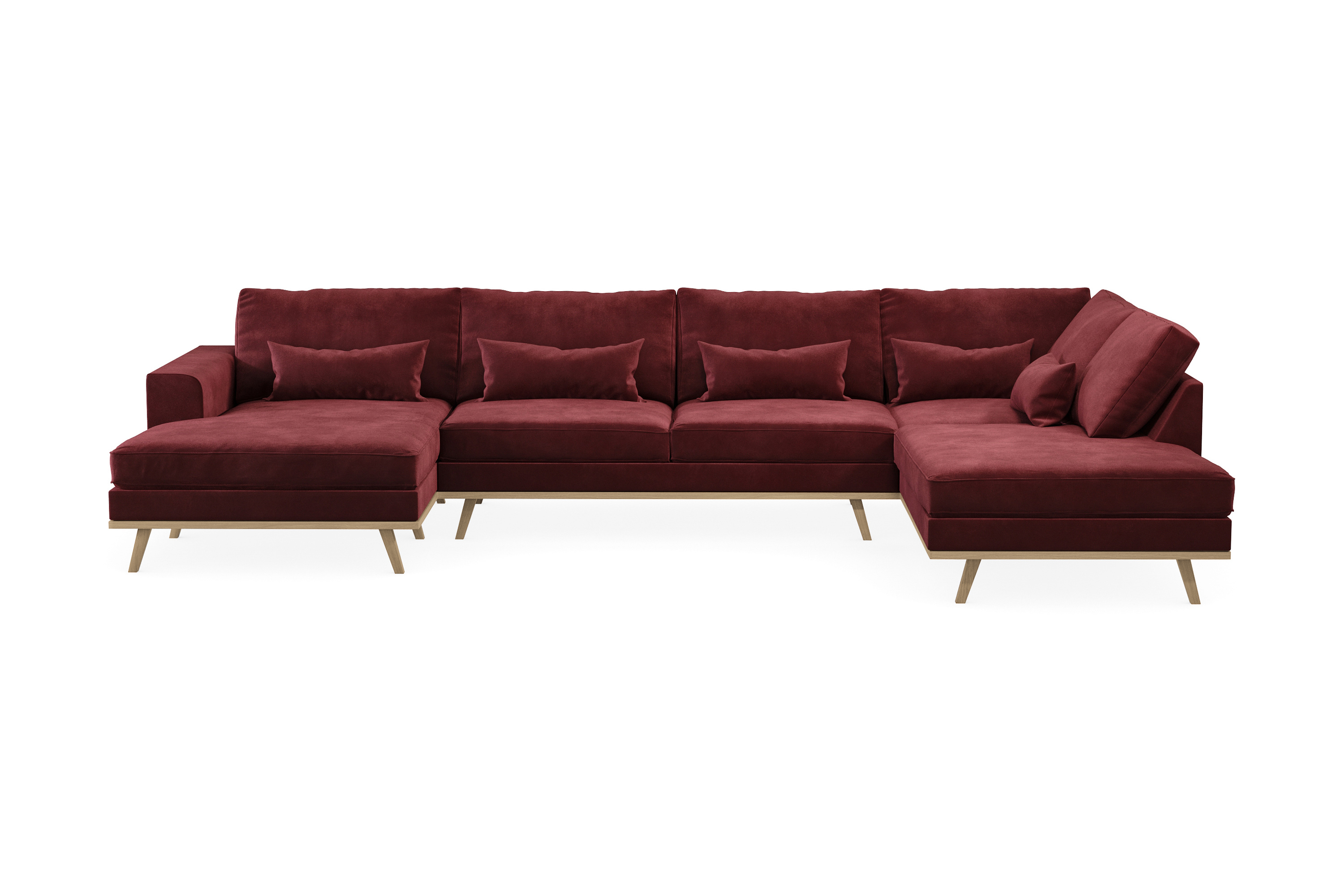 copenhagen 5-sits högervänd u-formad soffa med divan och schäslong i sammet - lila