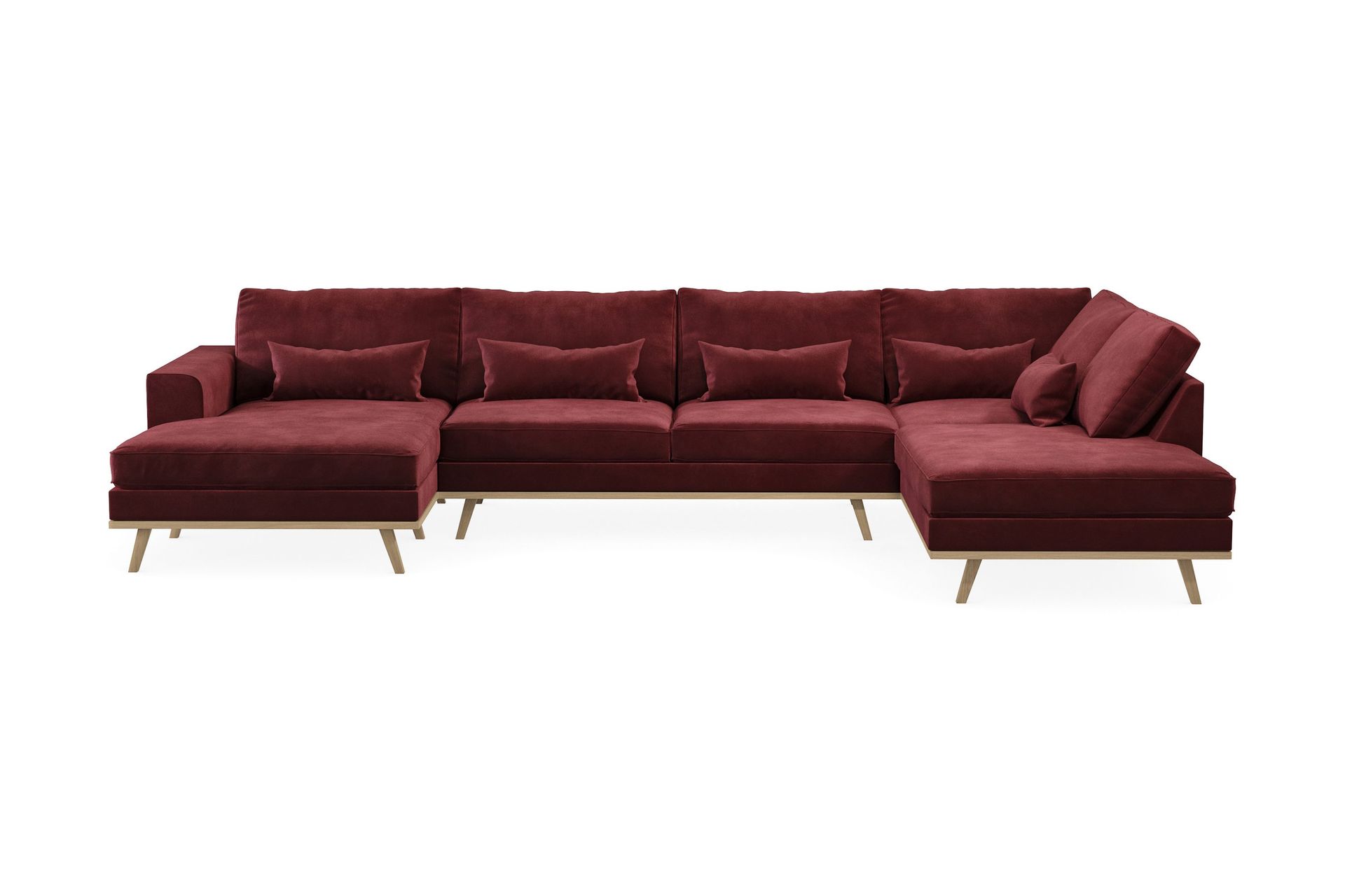 Copenhagen 5-sits H&ouml;gerv&auml;nd U-formad Soffa med Divan och Sch&auml;slong i Sammet - Lila