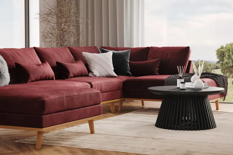 Copenhagen 5-sits Högervänd U-formad Soffa med Divan och Schäslong i Sammet - Lila - Möbler - Vardagsrum - Soffor - U-soffor