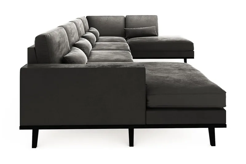 Copenhagen 5-sits Högervänd U-formad Soffa med Divan och Schäslong i Sammet - Mörkgrå - Möbler - Vardagsrum - Soffor - U-soffor