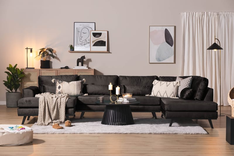 Copenhagen 5-sits Högervänd U-formad Soffa med Divan och Schäslong i Sammet - Mörkgrå - Möbler - Vardagsrum - Soffor - U-soffor