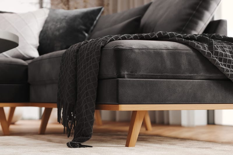 Copenhagen 5-sits Högervänd U-formad Soffa med Divan och Schäslong i Sammet - Mörkgrå - Möbler - Vardagsrum - Soffor - U-soffor