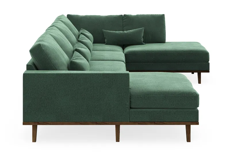 Copenhagen 5-sits Högervänd U-formad Soffa med Divan och Schäslong i Sammet - Mörkgrön - Möbler - Vardagsrum - Soffor - U-soffor