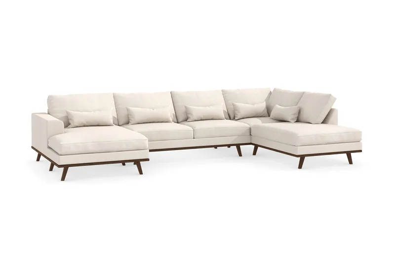 Copenhagen 5-sits Högervänd U-formad Soffa med Divan och Schäslong i Tyg - Beige - Möbler - Vardagsrum - Soffor - U-soffor