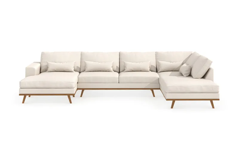 Copenhagen 5-sits Högervänd U-formad Soffa med Divan och Schäslong i Tyg - Beige - Möbler - Vardagsrum - Soffor - U-soffor
