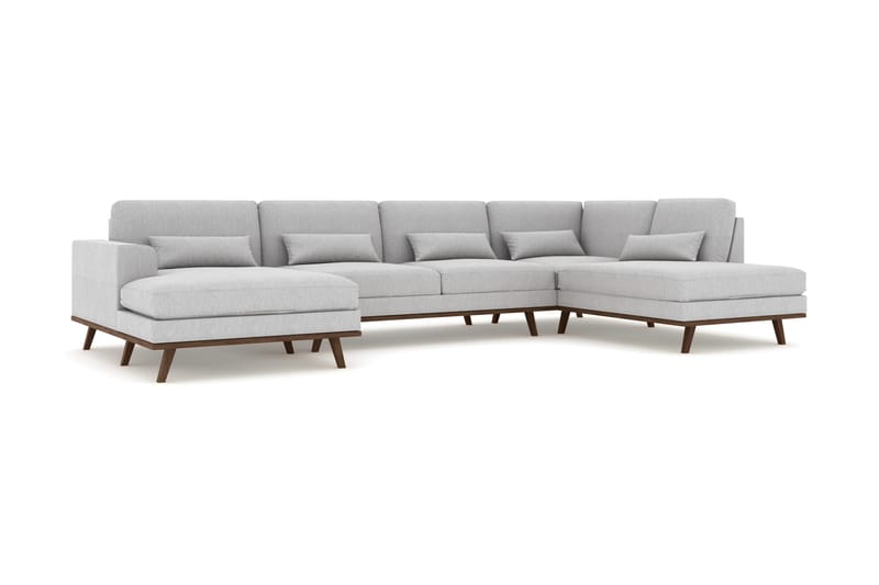 Copenhagen 5-sits Högervänd U-formad Soffa med Divan och Schäslong i Tyg - Grå - Möbler - Vardagsrum - Soffor - U-soffor